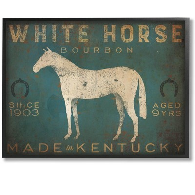 Stupell Industries White Horse Bourbon Vintage Sign Framed Giclee Art
