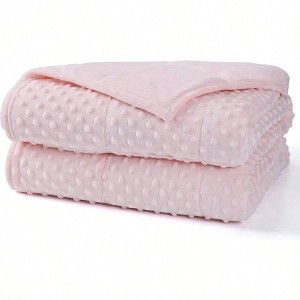 Weighted Blanket 48x72, 15lbs Twin, Pink, Cooling Breathable Minky, Glass Beads - 1 of 4