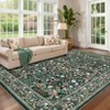 Floral Area Rug, Vintage Boho Living Room Carpet, Washable Non-Slip Stain Resistant Easy Clean Soft Rug for Bedroom Dining Room - 2 of 4