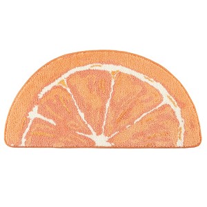 TOWN & COUNTRY PLAY Citrus Slice Lemon Half Circle Shaped Bath Mat, Absorbent Tufted Floor Mat, Machine Washable, Yellow, 34.7"x18.1" - 1 of 4
