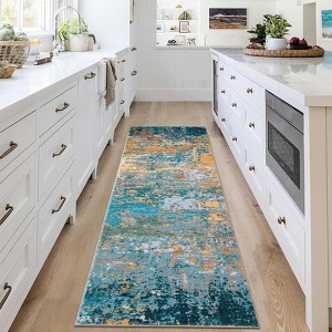 Modern Abstract Rug Low Pile Non-Slip Area Rugs for Living Room Bedroom Soft Foldable Machine Washable Rug - 1 of 4