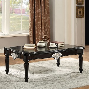 55" Coffee Table with Turned Legs, Scalloped Top, Carved Motif, Minimalist Design for Living Room - 1 of 4