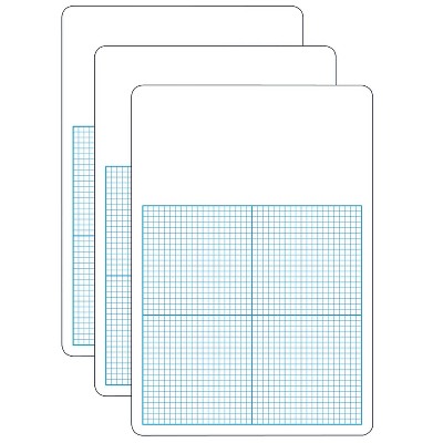 Flipside Products 0.25" Graph Dry Erase Board, 11" x 16", Pack of 3
