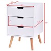 Costway White Side End Table Nightstand w/ 3 Drawers Mid-Century Accent Wood Furniture - 4 of 4
