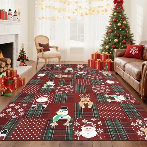 Modern Christmas Decorations Indoor Geometric Soft Non-Shedding Floor Mat Washable Low Pile - 1 of 4