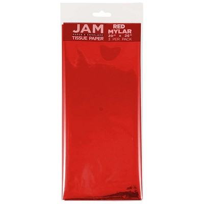 JAM Paper Gift Tissue Paper Red Mylar 3 Sheets/Pack 1172415