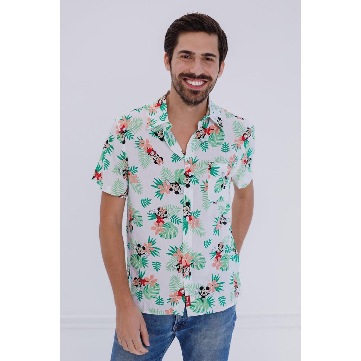 Disney Mickey Mouse Hawaiian Adult Matching Family Hawaiian Button Down Dress Shirt - thumbnail 2