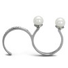 Slickblue Women’s Silver Cuff Ring, Open Band with White Pearls and Crystal Accents, Polished Steel, Size 5–10 - 2 of 4