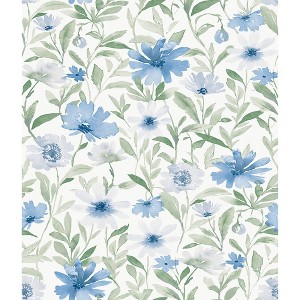 RoomMates Flower Market Blue Peel and Stick 1pc Wallpaper - 1 of 4