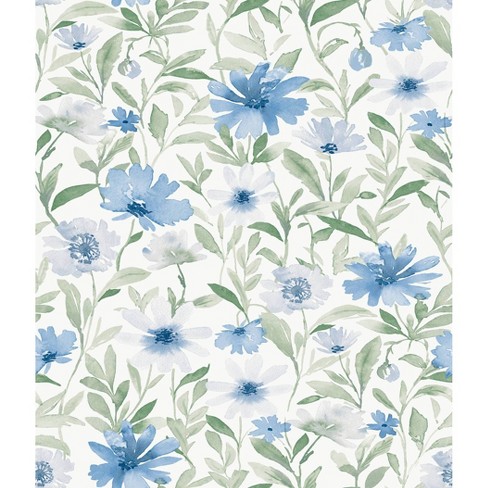 RoomMates Flower Market Blue Peel and Stick 1pc Wallpaper - image 1 of 4