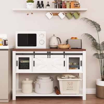 GustoWave Entryway Table, Sideboard Buffet Storage Cabinet with Storage with Sliding Barn Doors,Rustic Console Sofa Table for Kitchen，Dining Room