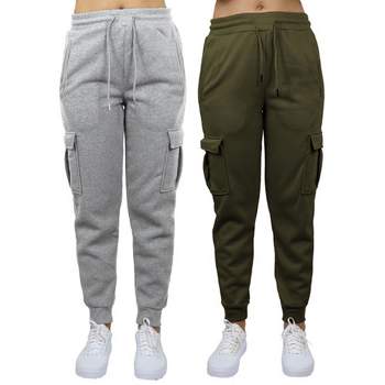 Blue Ice Apparel Women's Heavyweight Loose Fit Fleece-Lined Cargo Jogger Pants-2 Pack