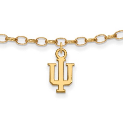 Black Bow Jewelry 14k Yellow Gold Plated Sterling Silver Indiana Hoosiers NCAA Anklet 9 Inch