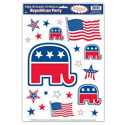 Beistle Republican Peel 'N Place, 12" x 17" Sh, (66/Pkg) Multicolored