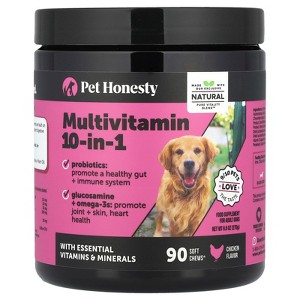 Pet Honesty Multivitamin 10-in-1, For Adult Dogs, Chicken, 90 Soft Chews, 9.5 oz (270 g) - 1 of 3