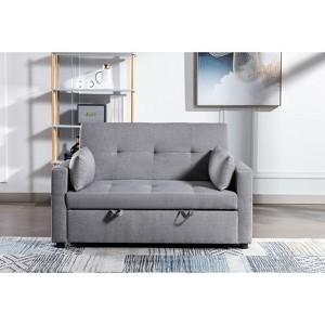 NicBex Upholstered Loveseat Sofa Modern 3 In 1 Convertible Sleeper Sofa Bed with Side Pockets and 2 Pillows for Living Room,Apartment - 1 of 4