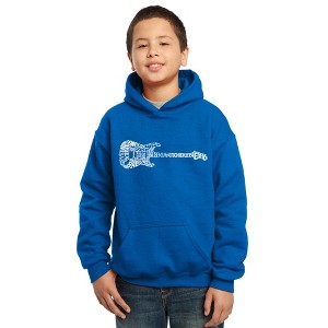 LA Pop Art Boy's Word Art Hooded Sweatshirt - Rock Guitar - 1 of 4