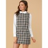 Allegra K Women's Contrast Peter Pan Collar Long Sleeve Above Knee Shift Plaid Dress - 4 of 4