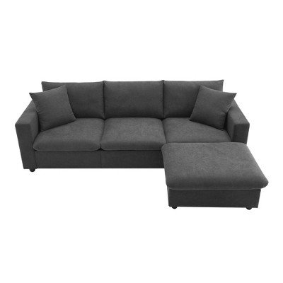 NicBex Modern Sectional Sofa,L-Shaped Couch Set with 2 Pillows and Convertible Ottoman for Living Room,Apartment,Office,Gray
