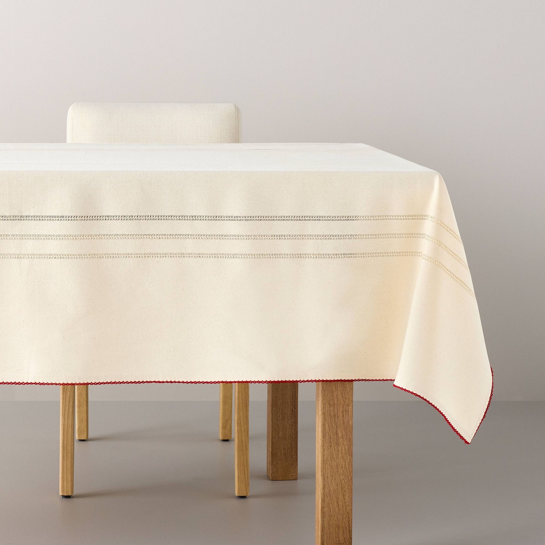 84"x60" Trim Tablecloth Red/Natural - Hearth & Hand™ with Magnolia