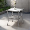 Sonkuki Patio Square PE Rattan with Tempered Glass Side Table Brown - 2 of 4