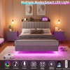Floating Bed Frame with LED Lights & USB Charging Station – Modern Upholstered Platform Bed with Headboard, Solid Wood Slats Support, No Box Spring - 4 of 4