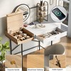 40 inch Makeup Vanity Desk with 3-Mode Lighted Mirror & Wireless Charging Station,Vanity Table with Drawer & 3 Open Shelves for Ample Storage Space - 3 of 4