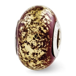 Black Bow Jewelry Brown with Gold Foil Ceramic and Sterling Silver Bead Charm - 1 of 3