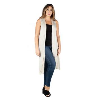 24seven Comfort Apparel Women's Plus Long Sleeveless Vest