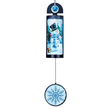 Collections Etc Snowman Cylinder Outdoor Holiday Wind Chime 3.75 X 3 X 25