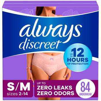 Always Discreet Boutique Adult Incontinence & Postpartum Underwear For Women,  High-Rise, Size Small/Medium, Rosy, Maximum Absorbency, Disposable, 20  Count 