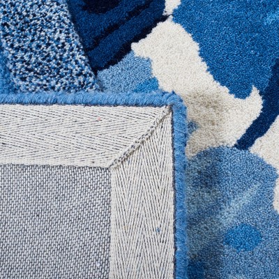Blue and Ivory Hand Tufted Wool Silk Area Rug