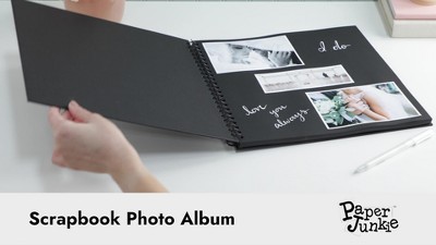 Blank Hardcover 12x12 Scrapbook Album for Photos, Black Spiral Bound  Wedding Guest Book (40 Sheets)