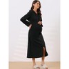 cheibear Women's Zip Up Sweatshirt Robe Hooded Long House Coat Bathrobe Fall Winter - 4 of 4