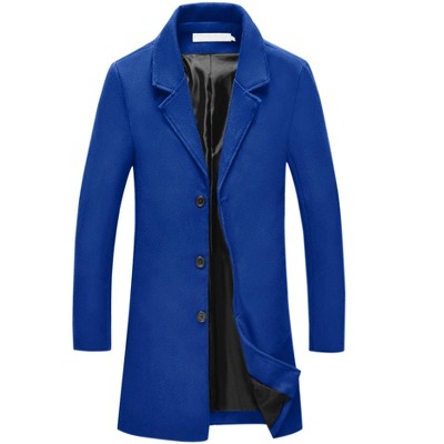 Lars Amadeus Men's Classic Solid Slim Fit Notch Lapel Single Breasted Overcoat