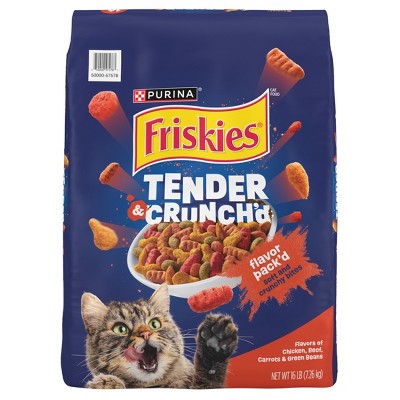 Friskies Tender & Crunchy with Flavors Chicken,Beef,Carrots&Green Beans Adult Complete & Balanced Dry Cat Food - 16lbs