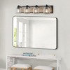 GreenEver 32'' Farmhouse Vanity Light, 4-Light Bathroom Sconce, Clear Seeded Glass, Black/Wood Grain Finish, Modern Industrial Design (No Bulbs) - 3 of 4