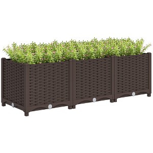 Outsunny Raised Flower Bed, Plastic Planter Box with Drainage Holes for Vegetables, Herbs, Flowers & Succulents - 1 of 4