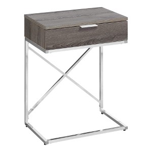 Monarch Specialties Accent Table, Side, End, Nightstand, Lamp, Storage Drawer, Living Room, Bedroom, Brown Laminate - 1 of 4