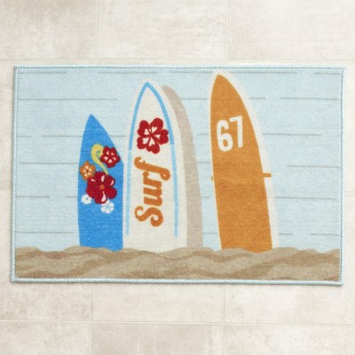 Lakeside Huntington Beach and Surfboards Non-Slip Bathroom Floor Rug