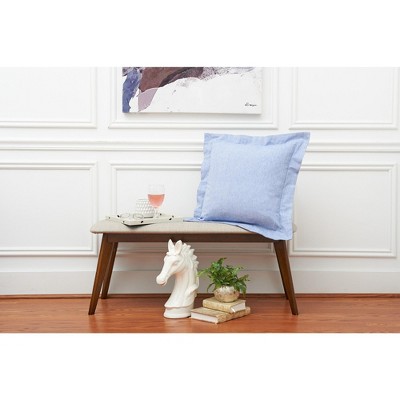 Elisabeth York Blue Cotton Hemstitch Throw Pillow