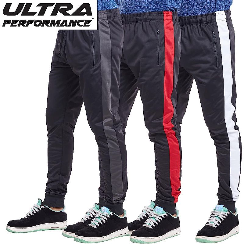 Ultra Performance Mens 3 Pack Athletic Tech Joggers/Track Pants with Zipper Pockets | Athletic Bottoms, 3 of 7