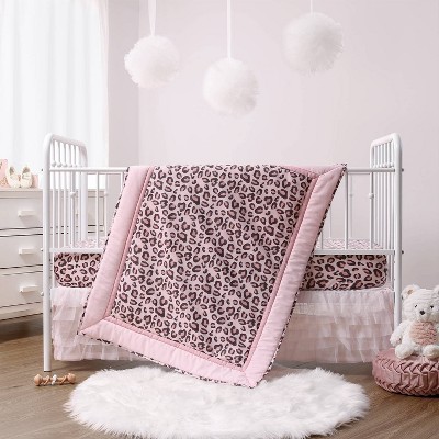 The Peanutshell Leopard Blush Baby Crib Bedding Set - Pink/Animal - 3pc