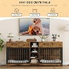81.9" Large Dog Crate Furniture for 2 Dogs with 4 Drawers and 4 Storage Shelves, Dog Kennel Indoor for Medium Large Dogs - 3 of 4