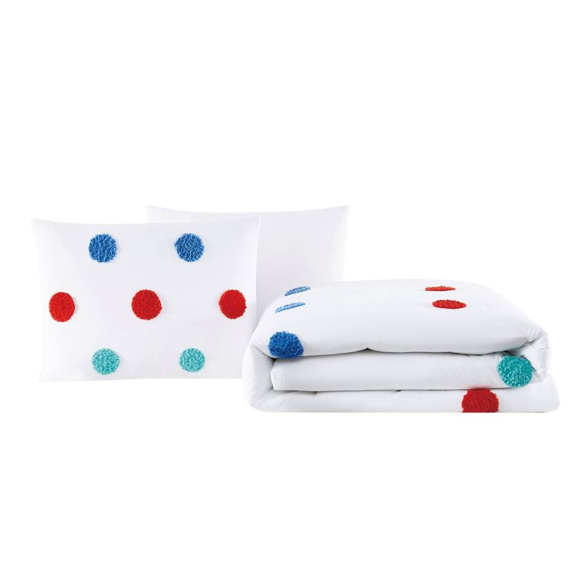 Full/Queen Crayola Fuzzy Dot Kids&#39; Comforter Set White, 3 of 8
