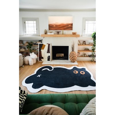 Lany Space Cute Black Cat Rug