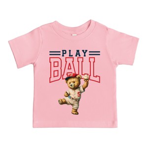 The Juniper Shop Play Ball Baseball Bear Toddler Short Sleeve Tee - 1 of 4