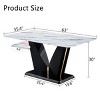 Modern Imitation Marble Pattern Dining Table,Dining Table With Tempered Glass Tabletop And MDF Legs,Rectangular Kitchen Table-Cuddlewood - 4 of 4