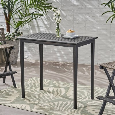Elegant Acacia Wood Outdoor Bar Table in Dark Gray