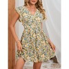 Women's Summer Swing Mini Dress Floral V Neck Short Sleeve Backless A-Line Flare Short Dress - 4 of 4